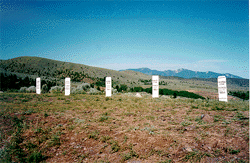 Grave markers at Boot Hill above Virginia City.