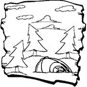 Cartoon of tent camping in the wilderness