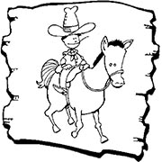 Cartoon of a cowboy on a horse