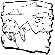 Cartoon of a mountain goat on a mountain