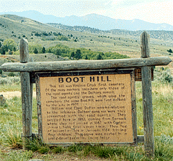 Interpretive marker at Boot Hill, above Virginia City.