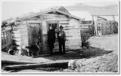 The vigilantes' cabin. Property of the Montana Historical Society Photograph Archives. Material may be protected by copyright law (Title 17 U.S. Code).