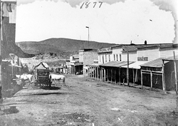 Virginia City street, 1877.