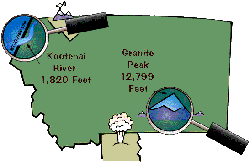 Cartoon illustration of a map of Montana