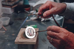 Agate beltbuckle beging made in Glendive, Montana